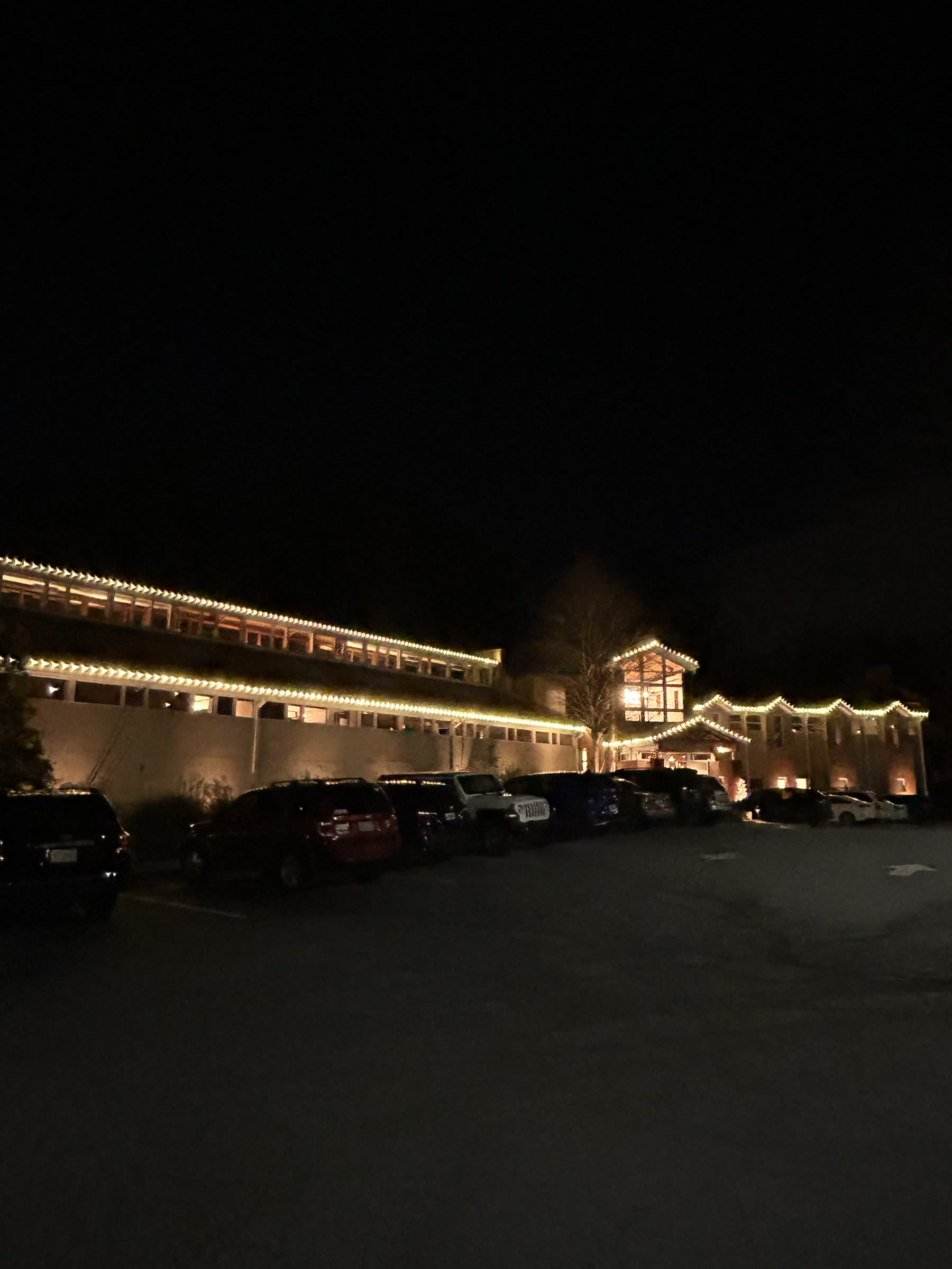 Historic church Christmas lights in Atlanta GA at night