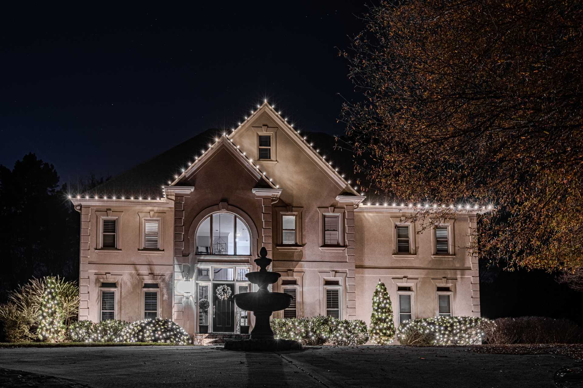 Commercial Christmas light installation on Atlanta business