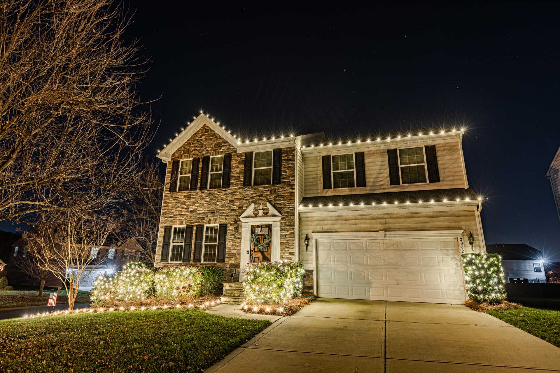 Residential Christmas light installation Atlanta home