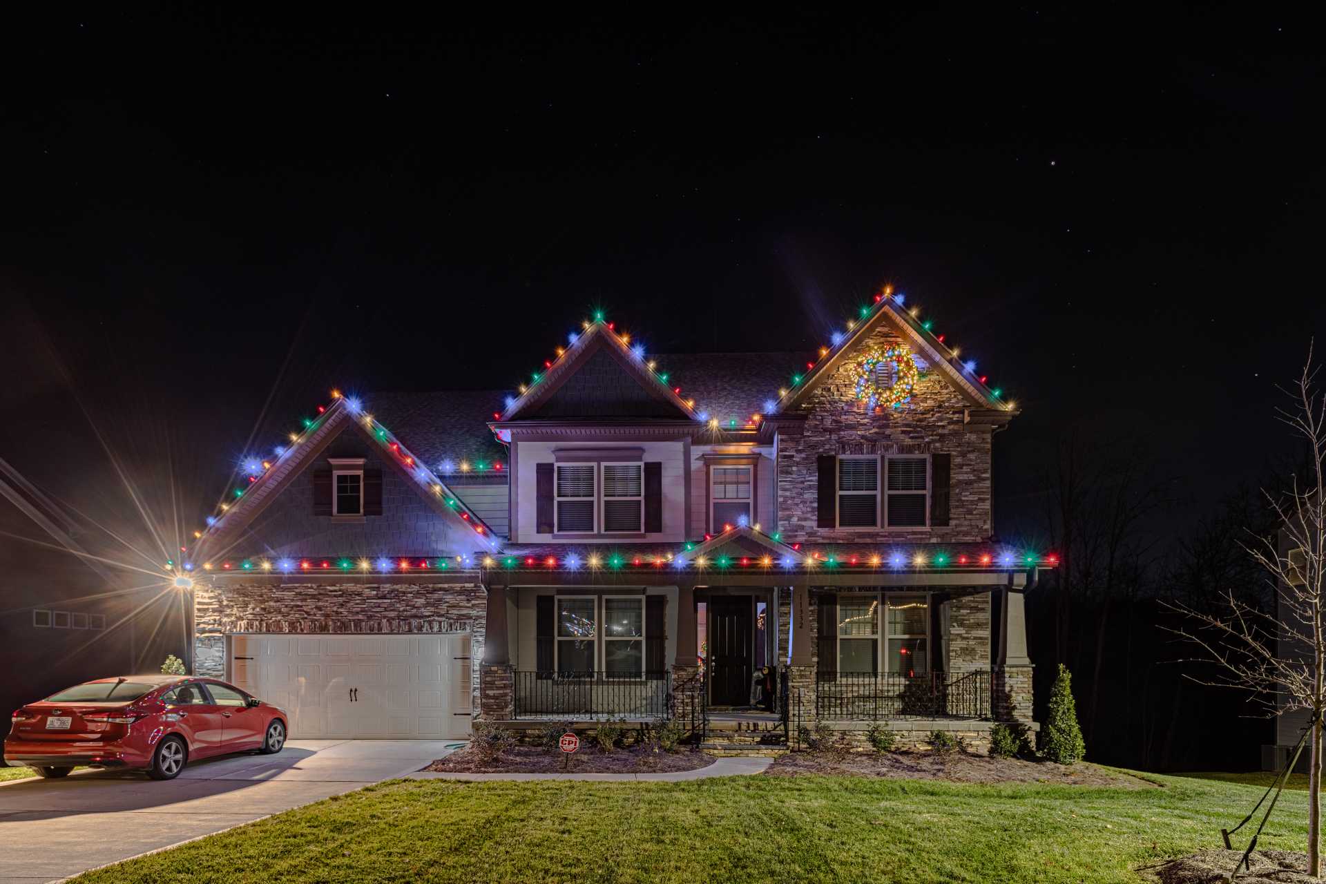 Virginia Highlands Christmas light installation multicolor